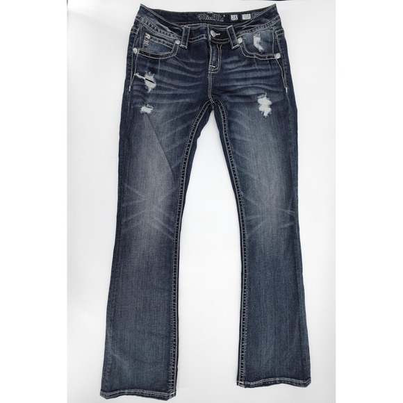 Miss Me Jeans Womens 28 Blue Signature Boot Bootcut Embellished Sequins JP8750B3 - Picture 1 of 16